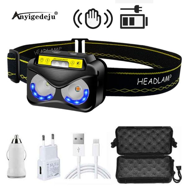 led headlamp body motion sensor six modes red blue flash headlight usb white yellow light head torch for camping hunting headlamps
led headlamp body motion sensor six modes red blue flash headlight usb white yellow light head torch for camping hunting headlamps