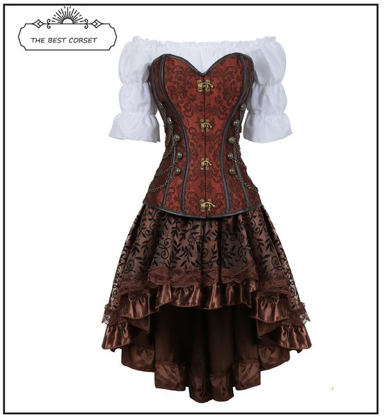 steampunk corset dress overbust corset skirt gothic clothing women vintage victorian corset dress three-piece, Black;white
steampunk corset dress overbust corset skirt gothic clothing women vintage victorian corset dress three-piece, Black;white