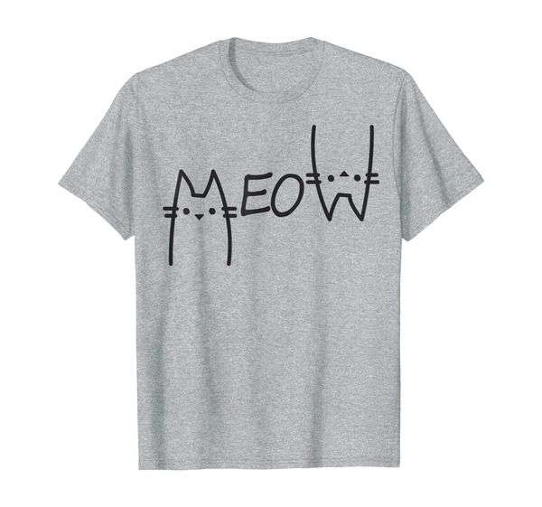 funny letter meow cat lover's gift girl women t-shirt, White;black