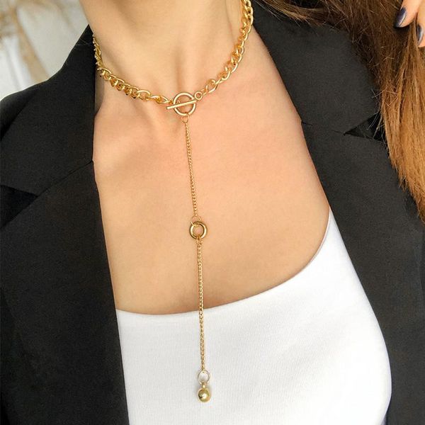 pendant necklaces punk gold long chain choker necklace for women small ball lock chunky 2021 jewelry, Silver
pendant necklaces punk gold long chain choker necklace for women small ball lock chunky 2021 jewelry, Silver