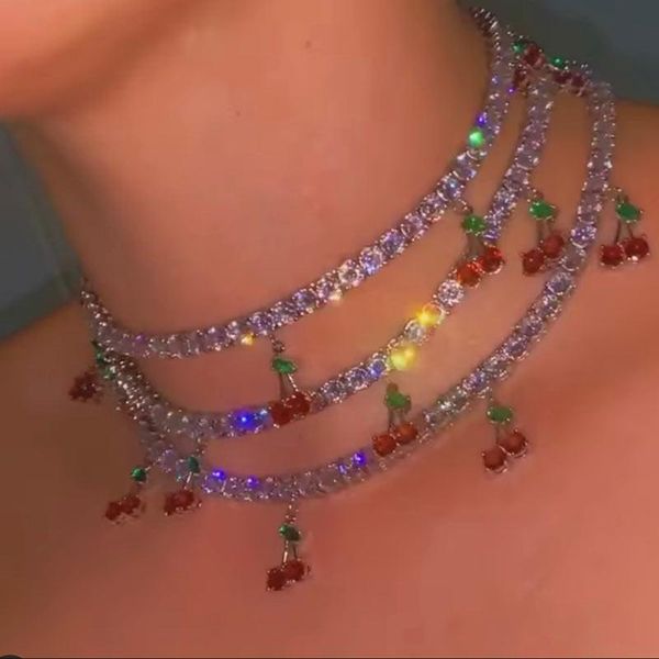 chokers fashion cute crystal cherry cubic zircon tennis chain necklace for women statement fruit metal clavicle choker girl jewelry gift, Golden;silver
chokers fashion cute crystal cherry cubic zircon tennis chain necklace for women statement fruit metal clavicle choker girl jewelry gift, Golden;silver