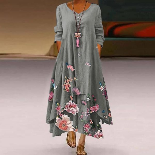 casual dresses autumn women summer loose long dress floral print o-neck sleeve irregular boho sundress vestidos, Black;gray
casual dresses autumn women summer loose long dress floral print o-neck sleeve irregular boho sundress vestidos, Black;gray