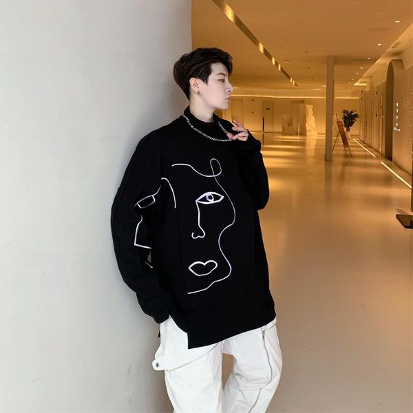 men's hoodies & sweatshirts long sleeve hoodie spring and autumn high collar abstract print design fashion trend leisure loose large si, Black
men's hoodies & sweatshirts long sleeve hoodie spring and autumn high collar abstract print design fashion trend leisure loose large si, Black
