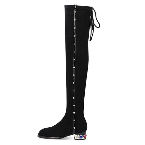 boots winter stretch fabric women's over-the-knee classic rhinestone decoration low-heeled plush warm, Black
boots winter stretch fabric women's over-the-knee classic rhinestone decoration low-heeled plush warm, Black