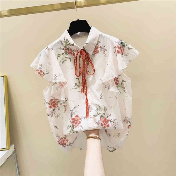 blouses floral print sleeveless chiffon ruffled shirt female summer girls ladies all-match printed blouses blusas mujer de moda, White
blouses floral print sleeveless chiffon ruffled shirt female summer girls ladies all-match printed blouses blusas mujer de moda, White