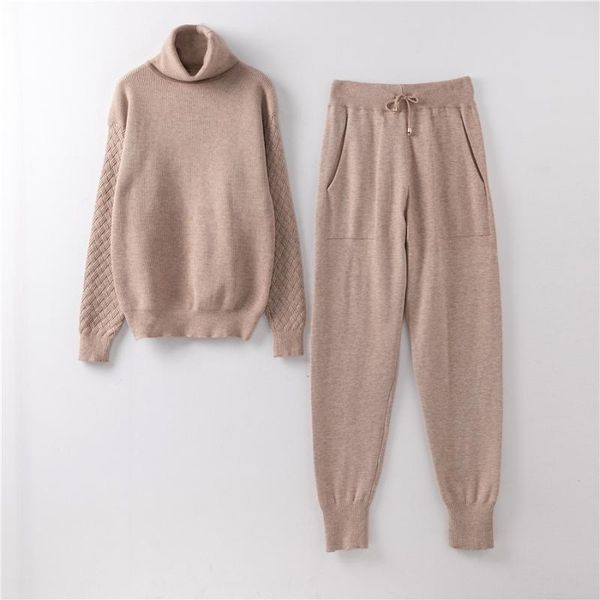 women's tracksuits women autumn spring 2 pieces set knitted tracksuit turtleneck sweater + harem pants outwear suit, Gray
women's tracksuits women autumn spring 2 pieces set knitted tracksuit turtleneck sweater + harem pants outwear suit, Gray
