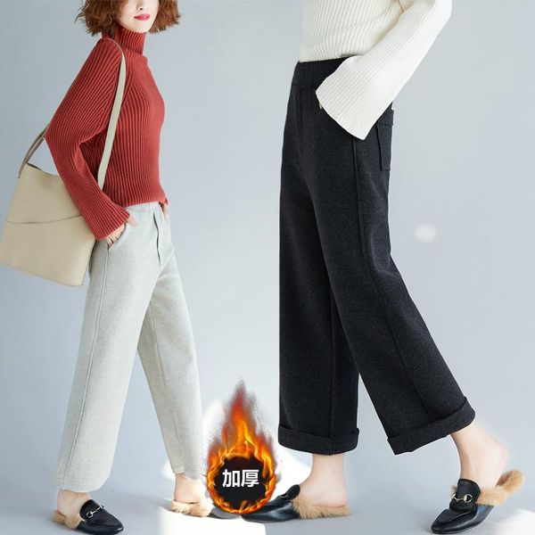women's pants & capris plus size 2021 women autumn winter high waist wide leg casual loose cashmere solid cropped trousers, Black;white
women's pants & capris plus size 2021 women autumn winter high waist wide leg casual loose cashmere solid cropped trousers, Black;white