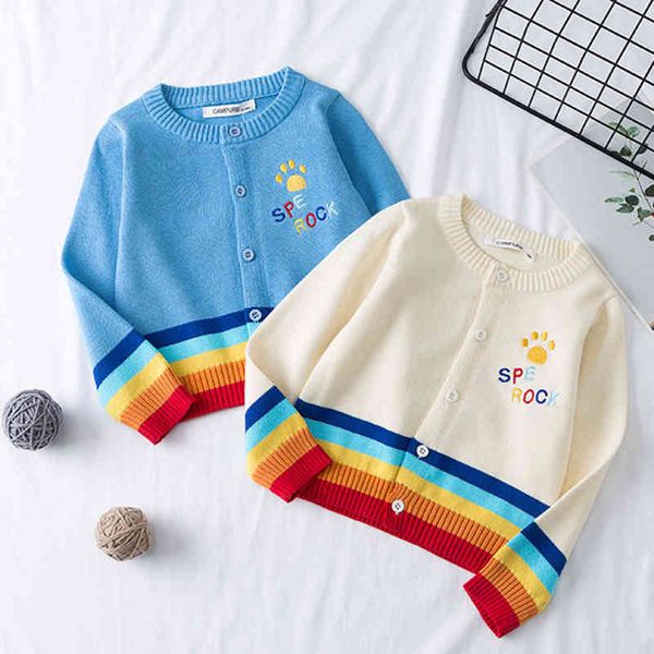 children's knitted sweater jacket kids boys knitted cardigan rainbow striped embroidery coat autumn infant girls boy clothing 210429, Blue
children's knitted sweater jacket kids boys knitted cardigan rainbow striped embroidery coat autumn infant girls boy clothing 210429, Blue