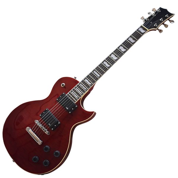 6 strings red electric guitar with rosewood fretboard,emg pickups,quilted maple veneer
6 strings red electric guitar with rosewood fretboard,emg pickups,quilted maple veneer