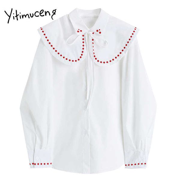yitimuceng embroidery blouse women shirts peter pan collar clothes solid white summer korean fashion office lady 210601
yitimuceng embroidery blouse women shirts peter pan collar clothes solid white summer korean fashion office lady 210601