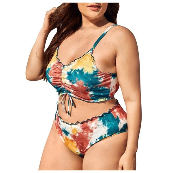 women's swimwear plus size 4xl bikini set tie-dye printed swimsuit crumpled lace up biqini high waisted v neck bathing suit a20, White;black
women's swimwear plus size 4xl bikini set tie-dye printed swimsuit crumpled lace up biqini high waisted v neck bathing suit a20, White;black
