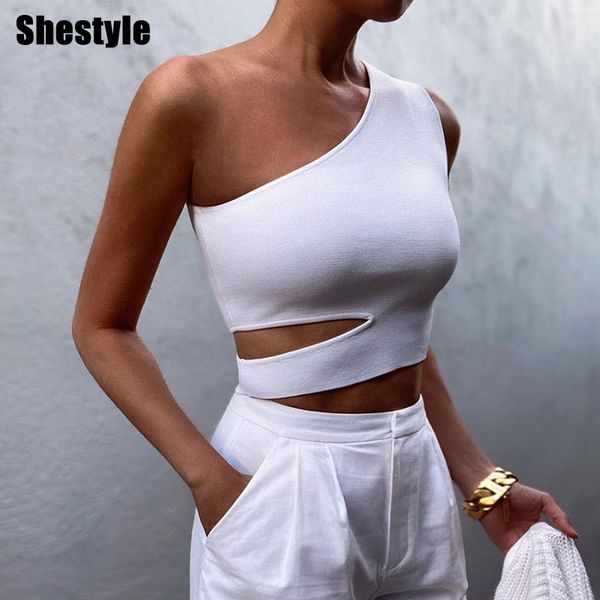 shestyle 2021 summer camis one shoulder hollow out solid slope neck asymmestrical white popular sleeveless crop tankby ai, Black;white
shestyle 2021 summer camis one shoulder hollow out solid slope neck asymmestrical white popular sleeveless crop tankby ai, Black;white