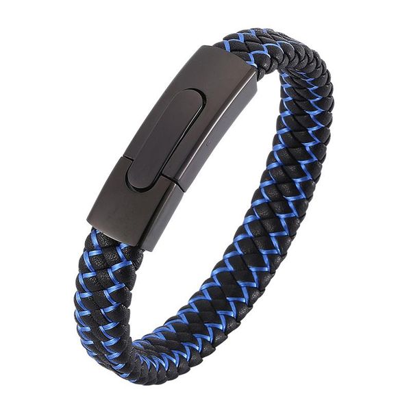 charm bracelets 2021 fashion men jewelry black leather rope blue nylon mixed weave male bracelet stainless steel clasps man bangles sp0045, Golden;silver
charm bracelets 2021 fashion men jewelry black leather rope blue nylon mixed weave male bracelet stainless steel clasps man bangles sp0045, Golden;silver