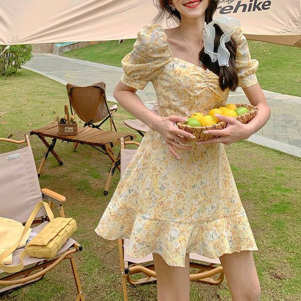 square collar yellow mini dress women short sleeve sweet floral printed beach elegant one piece korean summer 210429, Black;gray
square collar yellow mini dress women short sleeve sweet floral printed beach elegant one piece korean summer 210429, Black;gray