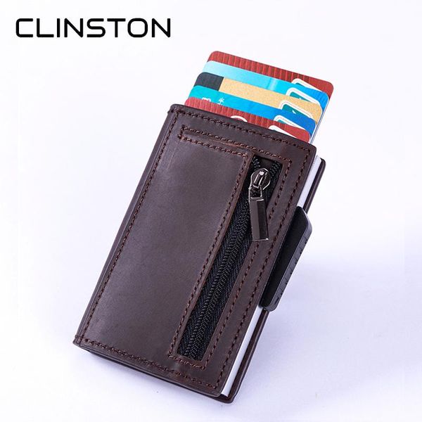 card holders 2021 rfid crazy horse skin men's holder retro wallet simple aluminum alloy box zipper coin purse, Brown;gray
card holders 2021 rfid crazy horse skin men's holder retro wallet simple aluminum alloy box zipper coin purse, Brown;gray