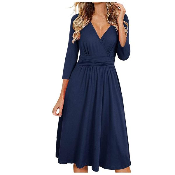 dress women fashion solid color three-quarter sleeve long skirt autumn winter v-neck pocket streetwear costume maternity dresses, White
dress women fashion solid color three-quarter sleeve long skirt autumn winter v-neck pocket streetwear costume maternity dresses, White