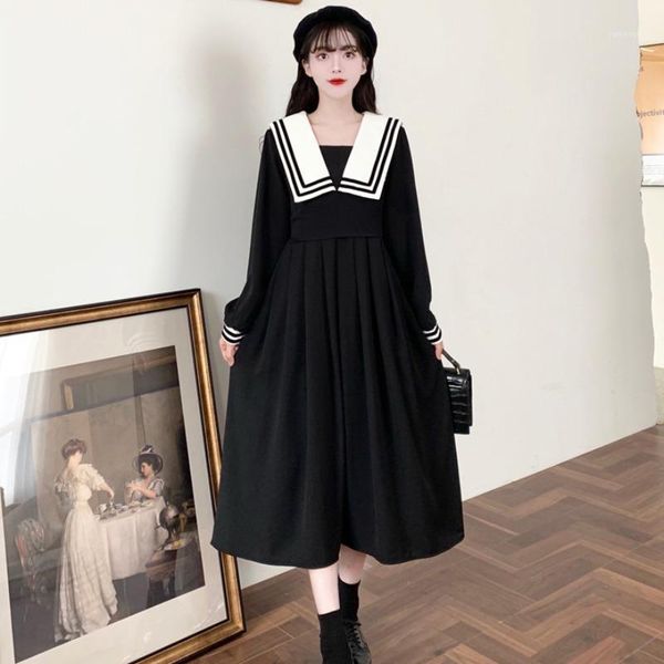 casual dresses -4xl plus size preppy style ankle length harajuku sailor collar dress korea school mori girl women fresh pleated black vesti, Black;gray
casual dresses -4xl plus size preppy style ankle length harajuku sailor collar dress korea school mori girl women fresh pleated black vesti, Black;gray