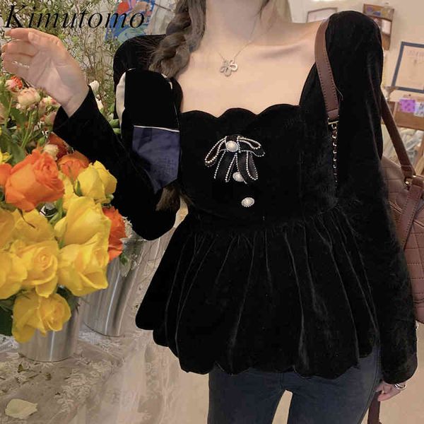kimutomo elegant vintage black velvet blouse women square collar bow buttons long sleeve zipper shirt ladies chic fashion 210521, White
kimutomo elegant vintage black velvet blouse women square collar bow buttons long sleeve zipper shirt ladies chic fashion 210521, White