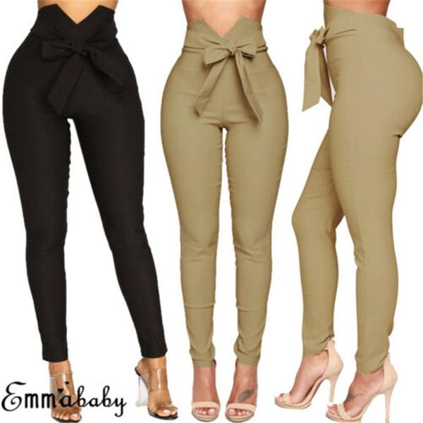 women's pants & capris women high waist casual fashion ladies bowknot long slim skinny bandage elastic pencil trousers with sashes, Black;white
women's pants & capris women high waist casual fashion ladies bowknot long slim skinny bandage elastic pencil trousers with sashes, Black;white
