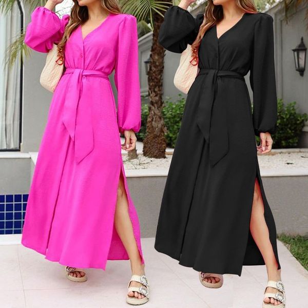 fd433 women's 2021 autumn new solid color v-neck long sleeve split dress for women, Black;gray
fd433 women's 2021 autumn new solid color v-neck long sleeve split dress for women, Black;gray
