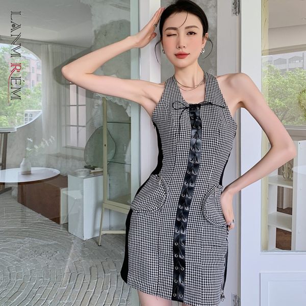 women slim gentle temperament sheath plaid sleeveless casual dress fit fashion summer 2h504 210507, Black;gray
women slim gentle temperament sheath plaid sleeveless casual dress fit fashion summer 2h504 210507, Black;gray