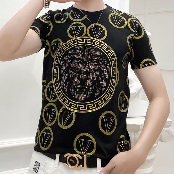 fashion t shirts men's short sleeve printed 2021 summer mercerized cotton slim half, White;black
fashion t shirts men's short sleeve printed 2021 summer mercerized cotton slim half, White;black