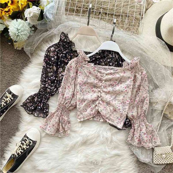 women fashion summer elegant sweet wood ear v neck flare sleeve stretch fit flower print chiffon shirt blouse l553 210527, White
women fashion summer elegant sweet wood ear v neck flare sleeve stretch fit flower print chiffon shirt blouse l553 210527, White
