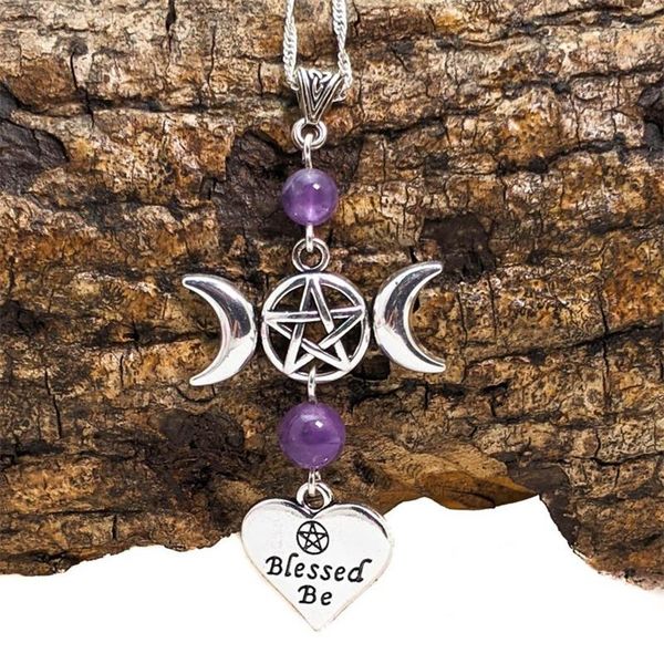 pendant necklaces triple moon goddess necklace, five-pointed star heart pendant, vika, celtic gifts women's creative jewelry, Silver
pendant necklaces triple moon goddess necklace, five-pointed star heart pendant, vika, celtic gifts women's creative jewelry, Silver
