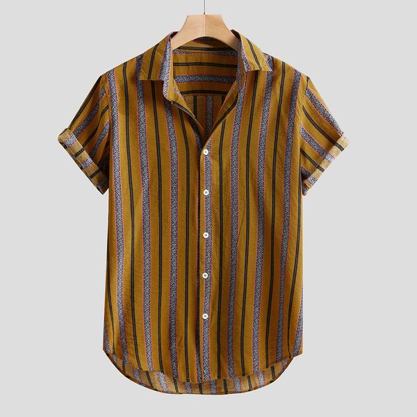 shirt men's colorful stripe printed summer short sleeve loose buttons vintage casual shirt blouse shirts for men, White;black
shirt men's colorful stripe printed summer short sleeve loose buttons vintage casual shirt blouse shirts for men, White;black
