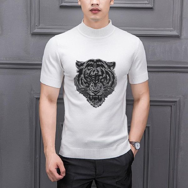 men's t-shirts autumn knit warm t-shirt trend cashmere tiger style custom drilling technology sweater, White;black
men's t-shirts autumn knit warm t-shirt trend cashmere tiger style custom drilling technology sweater, White;black