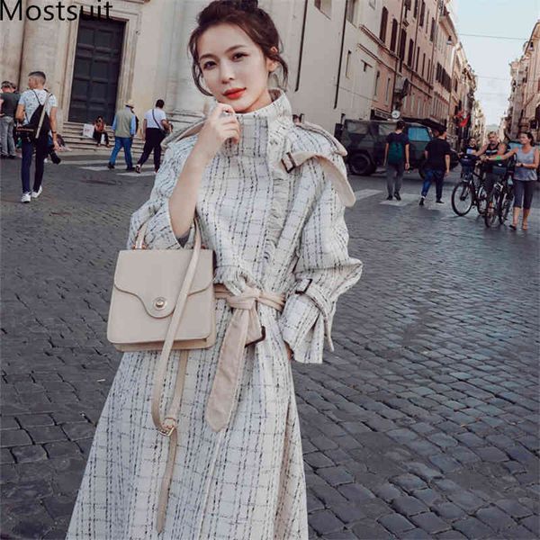 autumn winter plaid tweed long coats jackets women lace-up belt elegant korean ladies fashion outwear 210518, Black
autumn winter plaid tweed long coats jackets women lace-up belt elegant korean ladies fashion outwear 210518, Black