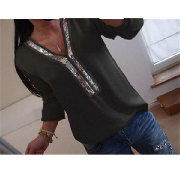 women's blouses & shirts plus size women v neck summer long sleeve tunic baggy loose blouse 2021 fashion sequined, White
women's blouses & shirts plus size women v neck summer long sleeve tunic baggy loose blouse 2021 fashion sequined, White