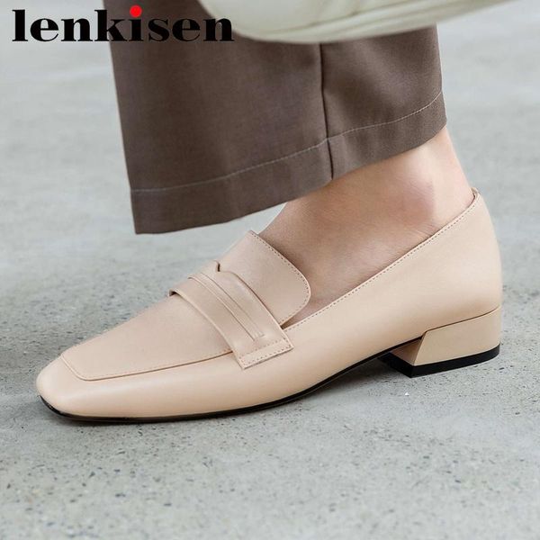 dress shoes lenkisen summer simple style women genuine leather square toe med heel comfortable lady deep mouth slip on pumps l89, Black 
dress shoes lenkisen summer simple style women genuine leather square toe med heel comfortable lady deep mouth slip on pumps l89, Black