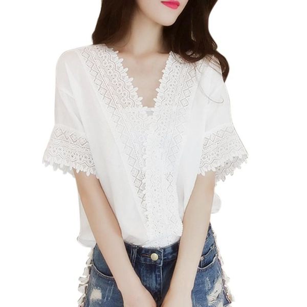 summer fashion lace hollow out women blouse shirts solid color casual female short sleeve v-neck shirt women's blouses &, White
summer fashion lace hollow out women blouse shirts solid color casual female short sleeve v-neck shirt women's blouses &, White