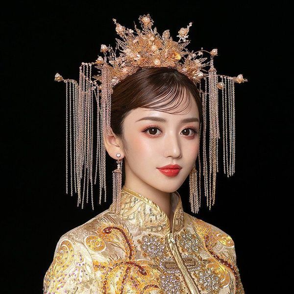 hair clips & barrettes luxury atmosphere gold xiuhe headdress bride metal phoenix crown chinese wedding costume ancient ornament, Golden;silver
hair clips & barrettes luxury atmosphere gold xiuhe headdress bride metal phoenix crown chinese wedding costume ancient ornament, Golden;silver