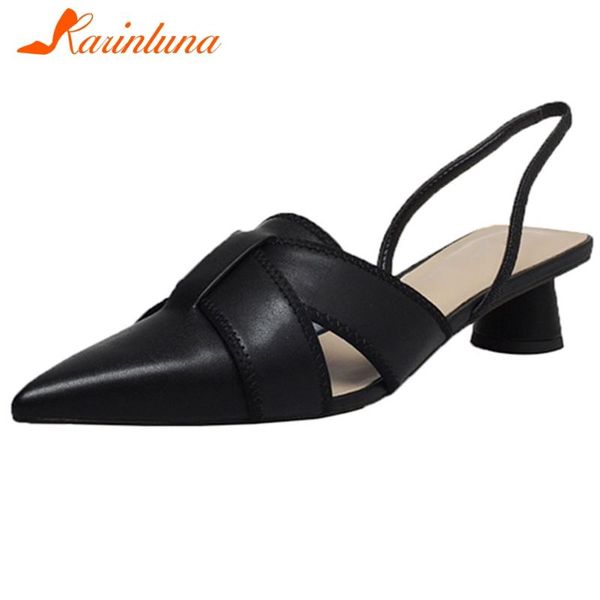cow leather ladies brand leisure dress consise sandals pointed toe back strap round heels women shoes, Black
cow leather ladies brand leisure dress consise sandals pointed toe back strap round heels women shoes, Black