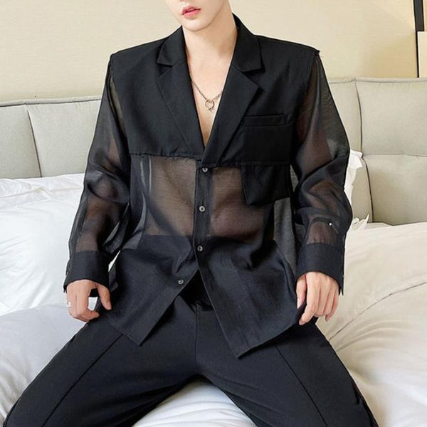 men's casual shirts blazer coat translucent men shirt nightclub trendy male suit sunscreen blazers jacket for streetwear harajuku, White;black
men's casual shirts blazer coat translucent men shirt nightclub trendy male suit sunscreen blazers jacket for streetwear harajuku, White;black