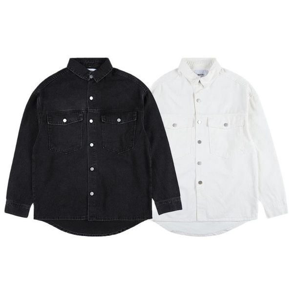 men's casual shirts men harajuku solid color denim vintage turn down collar long sleeve shirt women loose blouse korean style clothing, White;black
men's casual shirts men harajuku solid color denim vintage turn down collar long sleeve shirt women loose blouse korean style clothing, White;black