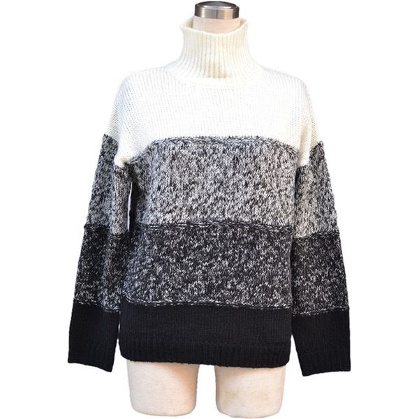 women's autumn winter sweaters american style stitching thick knitted high neck loose long sleeve female ll495 210506, White;black
women's autumn winter sweaters american style stitching thick knitted high neck loose long sleeve female ll495 210506, White;black