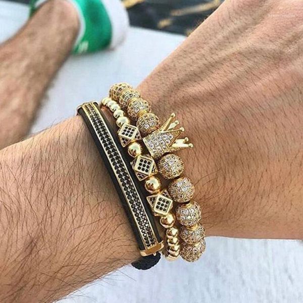 3pcs/set hip hop gold cz crown bracelets 8mm cubic micro pave cz ball charm braiding man women luxury jewelry pulseira bileklik1, Golden;silver
3pcs/set hip hop gold cz crown bracelets 8mm cubic micro pave cz ball charm braiding man women luxury jewelry pulseira bileklik1, Golden;silver