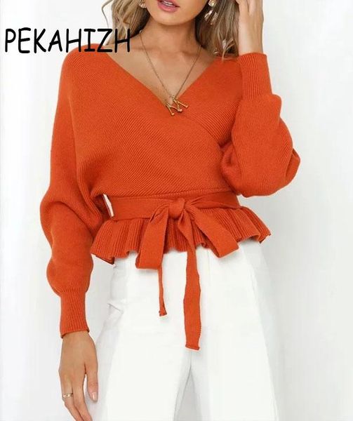 women's sweaters 2021 autumn v-neck loose sweater lantern sleeve office women, White;black
women's sweaters 2021 autumn v-neck loose sweater lantern sleeve office women, White;black