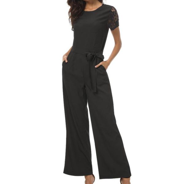 women's jumpsuits & rompers 2021 summer fashion slashes long pants pockets office casual elegant lace short sleeve, Black;white
women's jumpsuits & rompers 2021 summer fashion slashes long pants pockets office casual elegant lace short sleeve, Black;white
