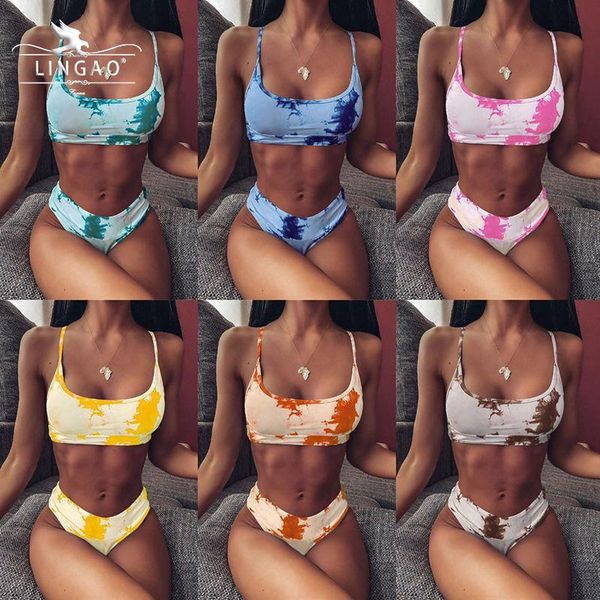 women's swimwear tie dye bikini women high waisted set two piece swimsuit flamingo print biquÃni summer bathing suit tankini, White;black
women's swimwear tie dye bikini women high waisted set two piece swimsuit flamingo print biquÃni summer bathing suit tankini, White;black