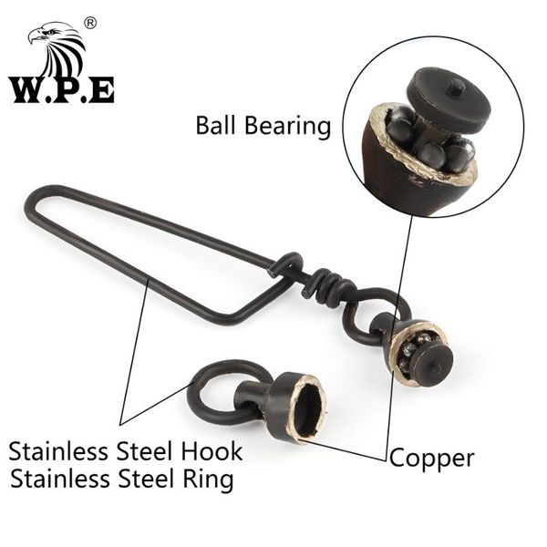 w.p.e fishing tackle 3pack/lot swivel ball bearing connector stainless steel copper rolling with snap solid ring hooks
w.p.e fishing tackle 3pack/lot swivel ball bearing connector stainless steel copper rolling with snap solid ring hooks