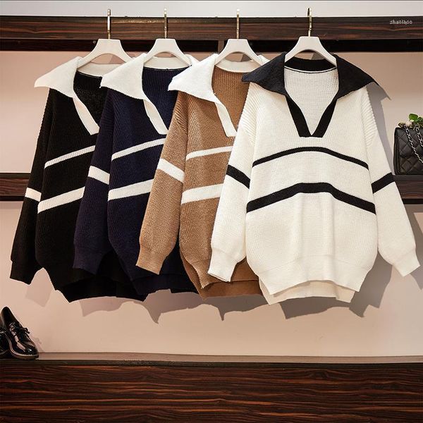 fashion women's sweater 2021 autumn/winter knitted loose bat-shaped wild contrast striped sweater1, White;black
fashion women's sweater 2021 autumn/winter knitted loose bat-shaped wild contrast striped sweater1, White;black