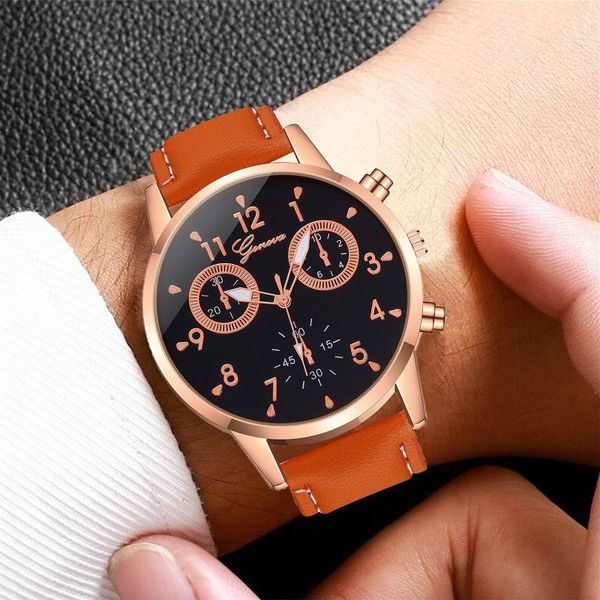 wristwatches fashion geneva men's watch arabic numerals leather band quartz analog clock men business watches relogio masculino, Slivery;brown
wristwatches fashion geneva men's watch arabic numerals leather band quartz analog clock men business watches relogio masculino, Slivery;brown