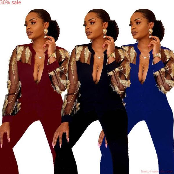 women's jumpsuits & rompers autumn winter women full sleeve see-through feather embroidery night club party outfits transparent bodysui, Black;white
women's jumpsuits & rompers autumn winter women full sleeve see-through feather embroidery night club party outfits transparent bodysui, Black;white