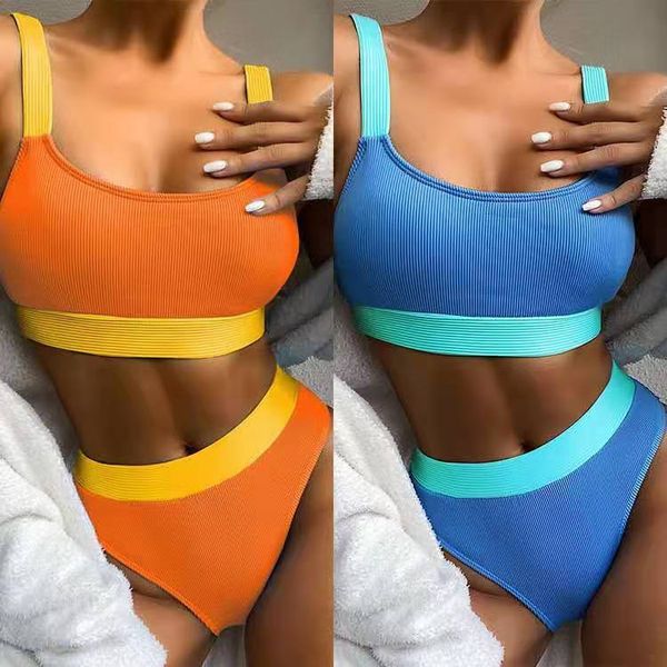 juntong 2021 new bikini fashion solid color splicing small pit strip high waist women swimsuit, White;black
juntong 2021 new bikini fashion solid color splicing small pit strip high waist women swimsuit, White;black