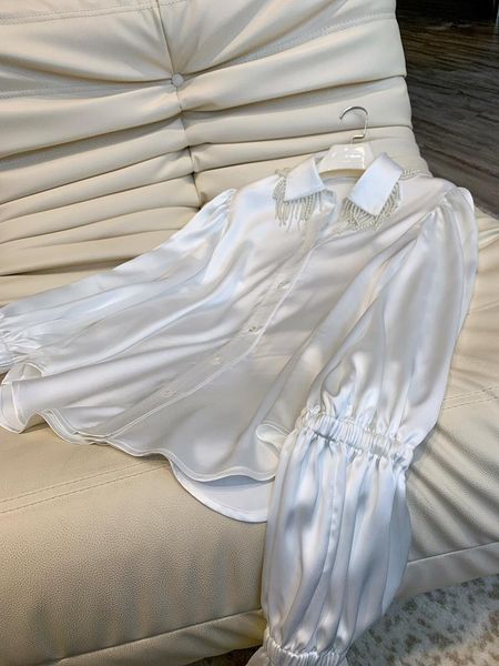 women's blouses & shirts women blouse french designer pearl tassel vintage white satin top
women's blouses & shirts women blouse french designer pearl tassel vintage white satin top