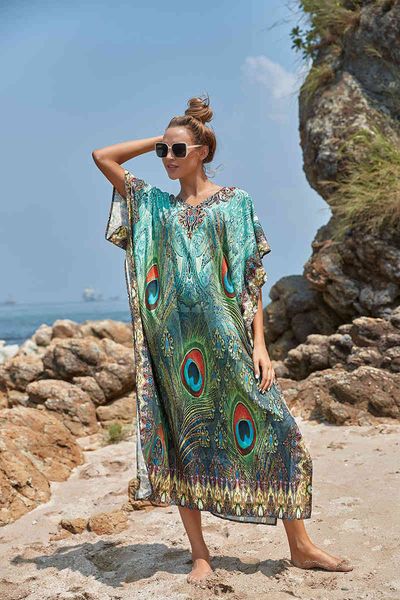 women's swimwear peacock feather robe oversized kaftan bohemian green summer maxi women holiday vintage slim pareo vestidos gty5, White;black
women's swimwear peacock feather robe oversized kaftan bohemian green summer maxi women holiday vintage slim pareo vestidos gty5, White;black